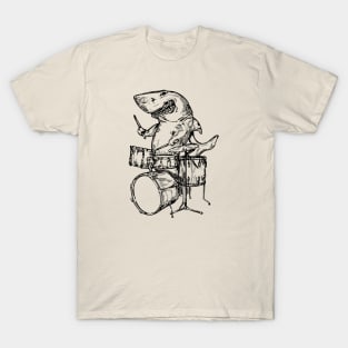 SEEMBO Shark Playing Drums Drumming Drummer Music Drum Band T-Shirt